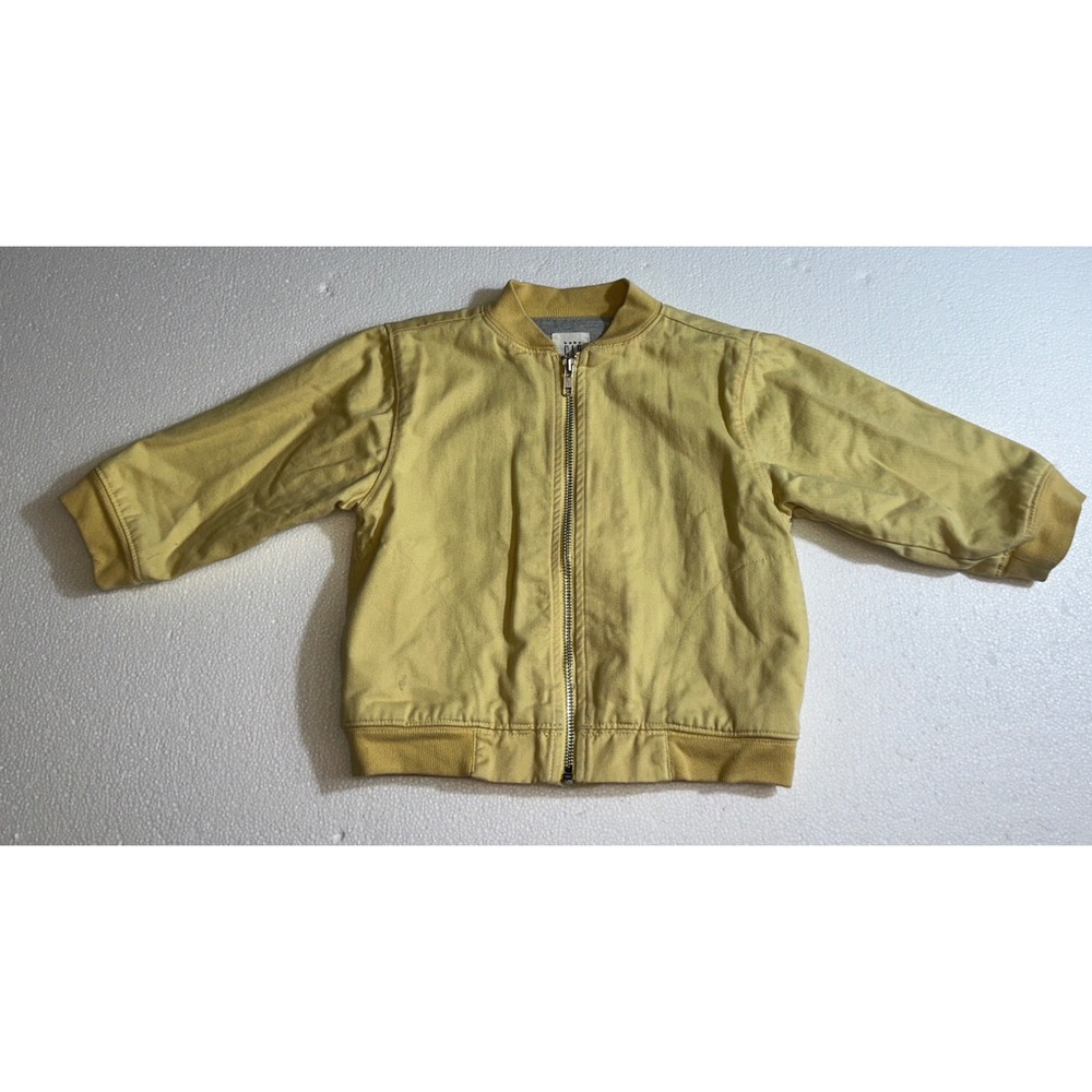 Baby‎ Gap Kids Yellow Cotton Twill Bomber Jacket Zip Up Jersey Lined 12-18M